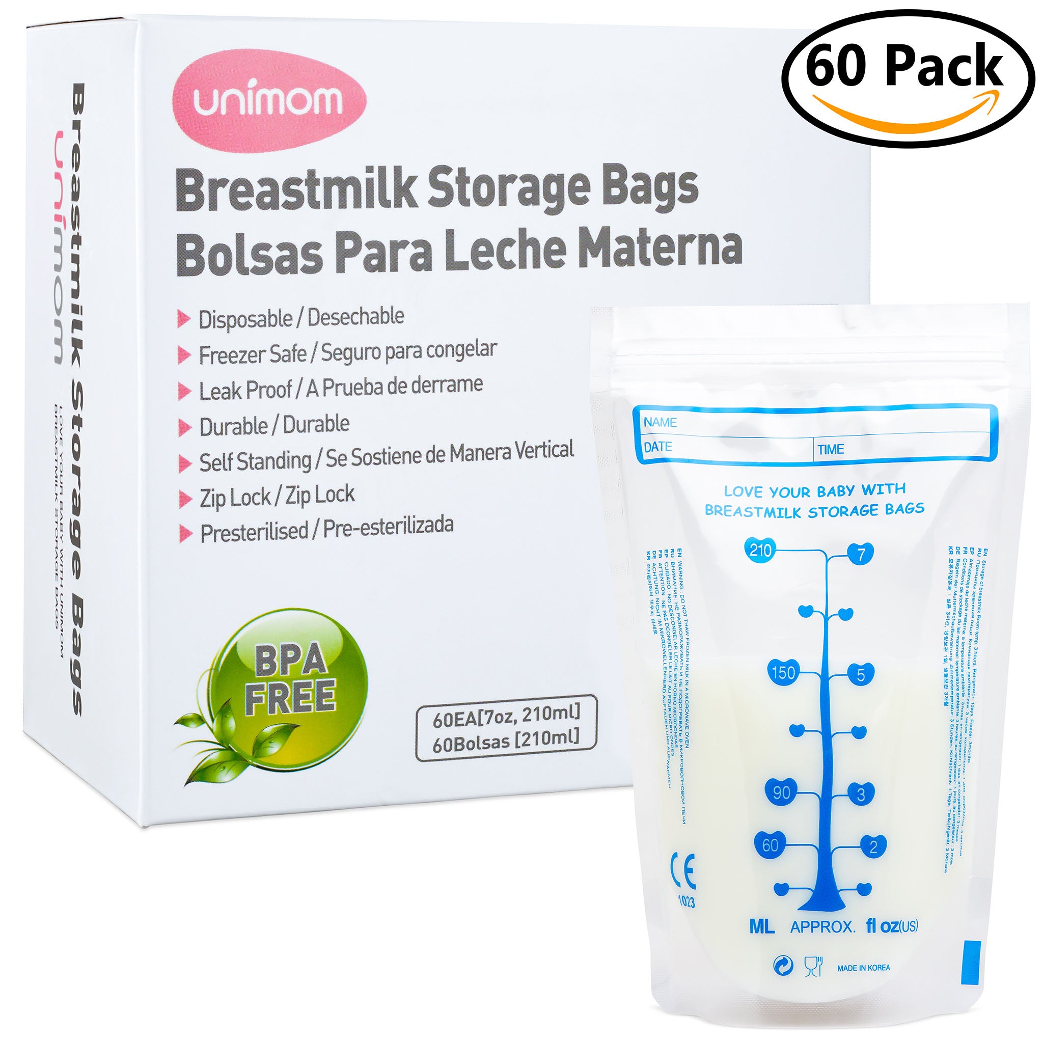 Breast Milk Bag 10 Slogans 60 Units 8oz Capacity